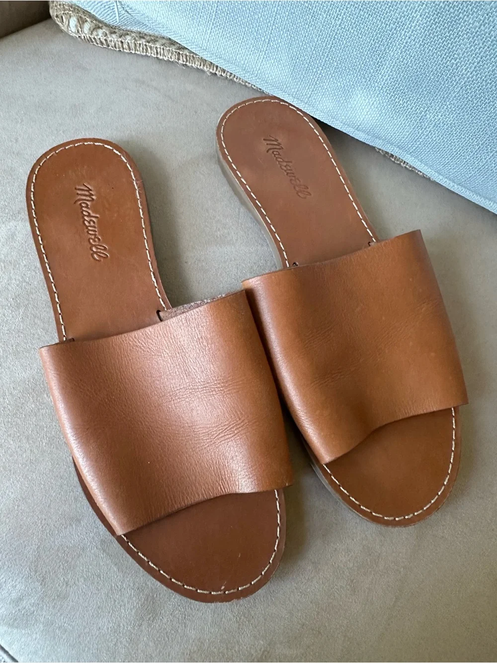 Madewell Women’s Brown Leather Slide Sandals